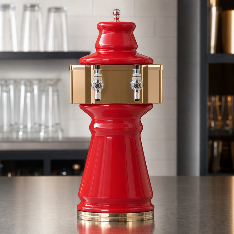 Product image #3 for Glastender Vienna 2-Faucet Polished Brass Glycol-Cooled Countertop Draft Dispensing Tower
