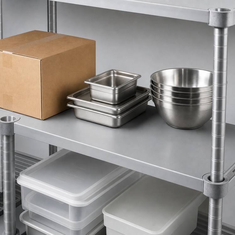 Product image #4 for Eagle Group Quik-Set Heavy-Duty Flat Solid Shelf, 48-Inch W x 18-Inch D, Marine Edge, Gray Epoxy Finish