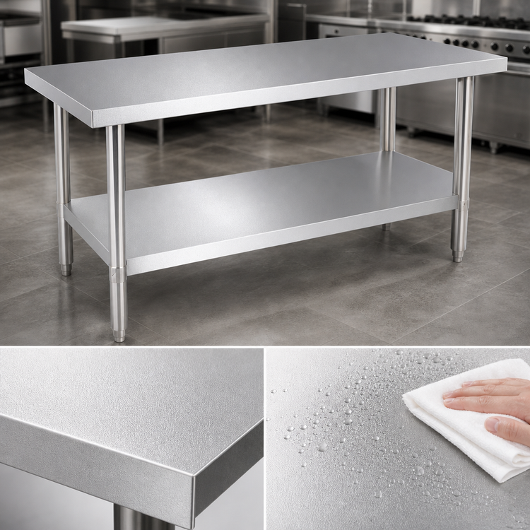 Product image #3 for Klinger's Trading 72-Inch x 24-Inch 16-Gauge Stainless Steel Work Table with Undershelf