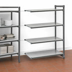 Thumbnail image #3 for Cambro Camshelving® Basics Plus CBA183064S4580 30 x 18 x 64-Inch 4-Shelf Solid Add-On Polymer Shelving Unit, Brushed Graphite