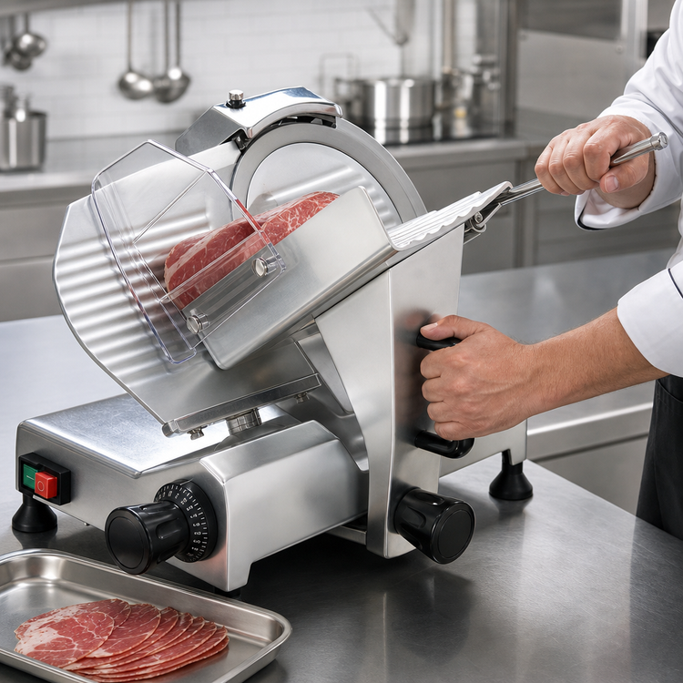 Product image #3 for Omcan Manual Gravity Feed Commercial Meat Slicer with 10-Inch Knife, 1/5 HP, 110V