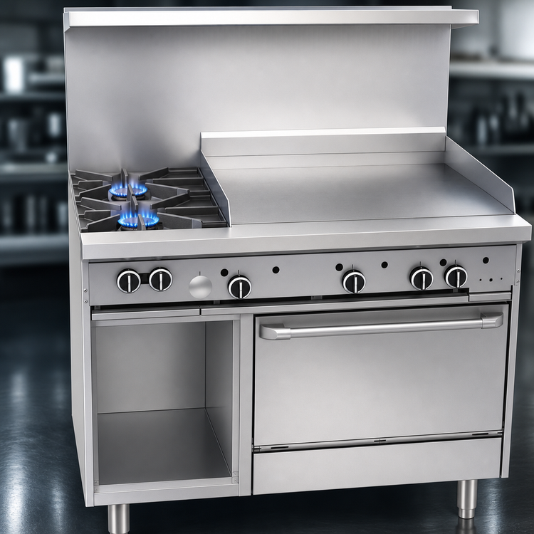 Product image #3 for US Range U48-2G36RS 48-Inch Gas Restaurant Range with 2 Open Burners, 36-Inch Griddle and Standard Oven