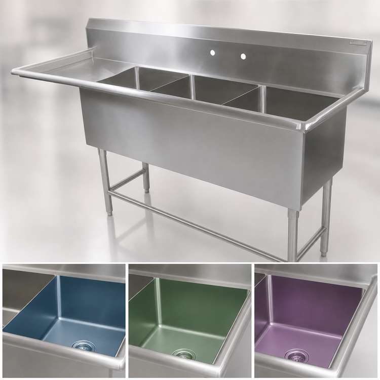 Product image #3 for John Boos Pro-Bowl 3-Compartment Sink with Left Drainboard, 14-Gauge Type 300 Stainless Steel
