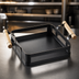 Thumbnail image #3 for Iron & Oar Collection 8-1/2-Inch Square Black Iron Condiment Rack with Wood Handle