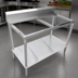 Thumbnail image #3 for 48-Inch x 24-Inch Stainless Steel Poly Top Work Table Frame with Undershelf and 6-Inch Backsplash