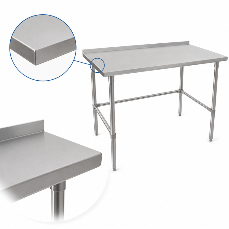 Product image #3 for John Boos Stallion 60 in. x 24 in. 16-Gauge Stainless Steel Work Table with 1-1/2 in. Rear Up-Turn and Safety Edge