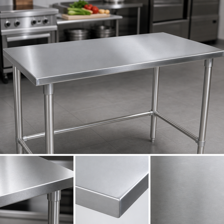 Product image #3 for John Boos 84 x 48 Inch 14-Gauge Stainless Steel Top Work Table with Stallion Safety Edge