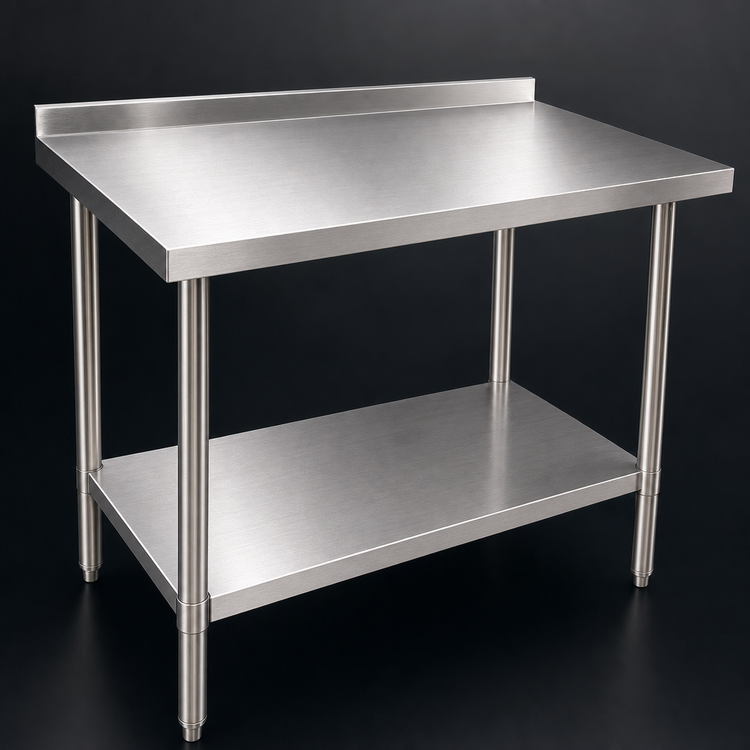 Product image #3 for Klinger's Trading Stainless Steel Filler Work Table with Undershelf, 18 x 30 x 38 Inches, 2-Inch Rear Up-Turn