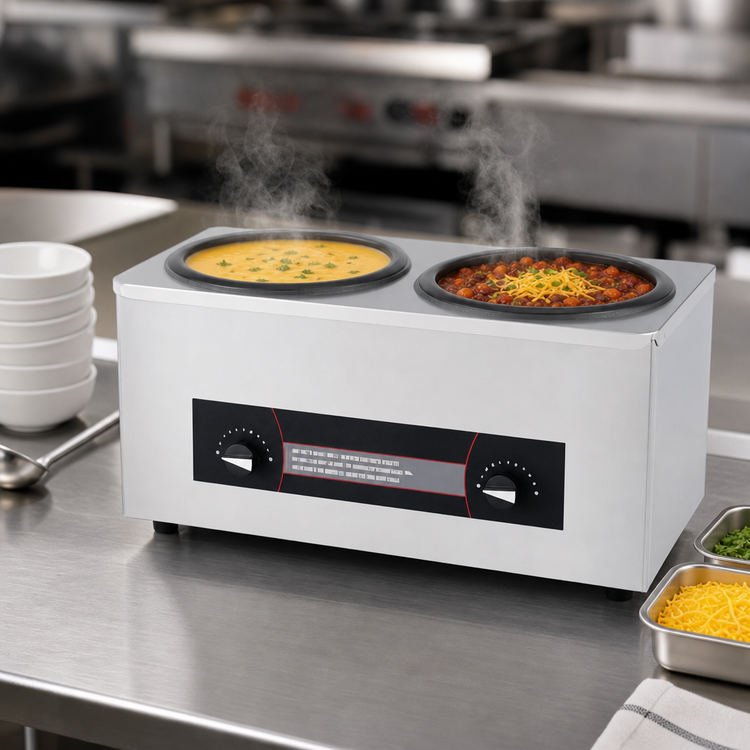Product image #3 for Vollrath Cayenne Twin Well Countertop Wet Rethermalizer for (2) 4-1/8 Qt Insets, 120V