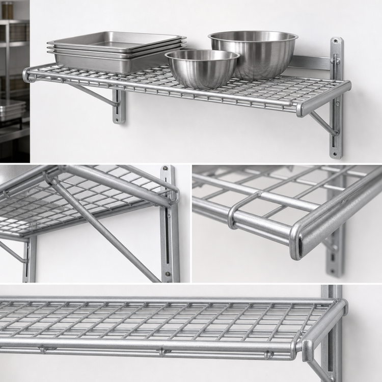Product image #3 for WalStor Modular Wall-Mounted Wire Shelf Kit, Single Shelf, 36 x 18 Inches, Zinc Finish