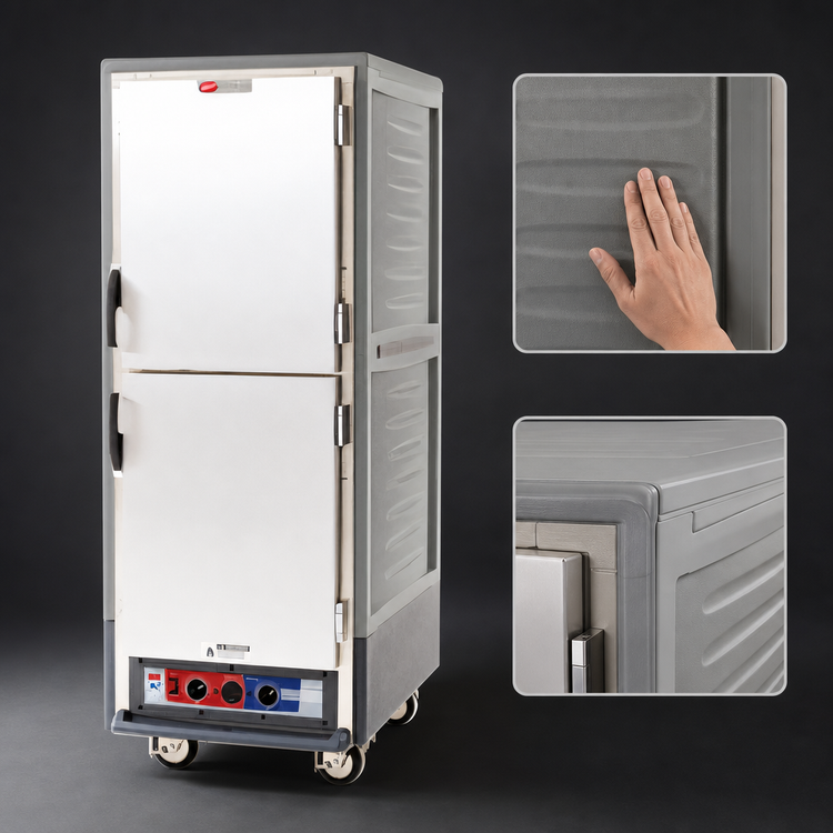 Product image #3 for Metro C5 3 Series Full Height Mobile Heated Holding and Proofing Cabinet with Gray Insulation Armour, Dutch Solid Doors, and Universal Wire Slides