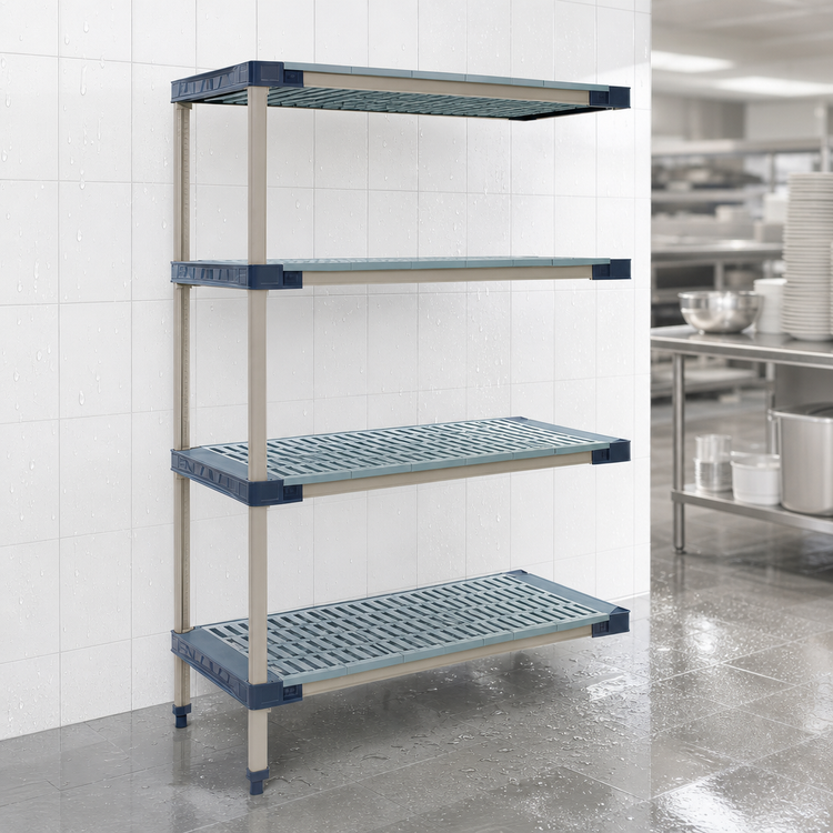 Product image #3 for MetroMax 4 All-Polymer Add-On Shelving Unit with 4 Open Grid Shelves, 24W x 21D x 74H