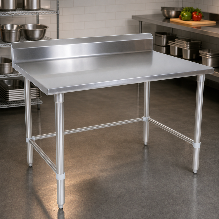 Product image #3 for John Boos Stallion 48-Inch x 24-Inch Stainless Steel Work Table with 5-Inch Backsplash and Safety Edge