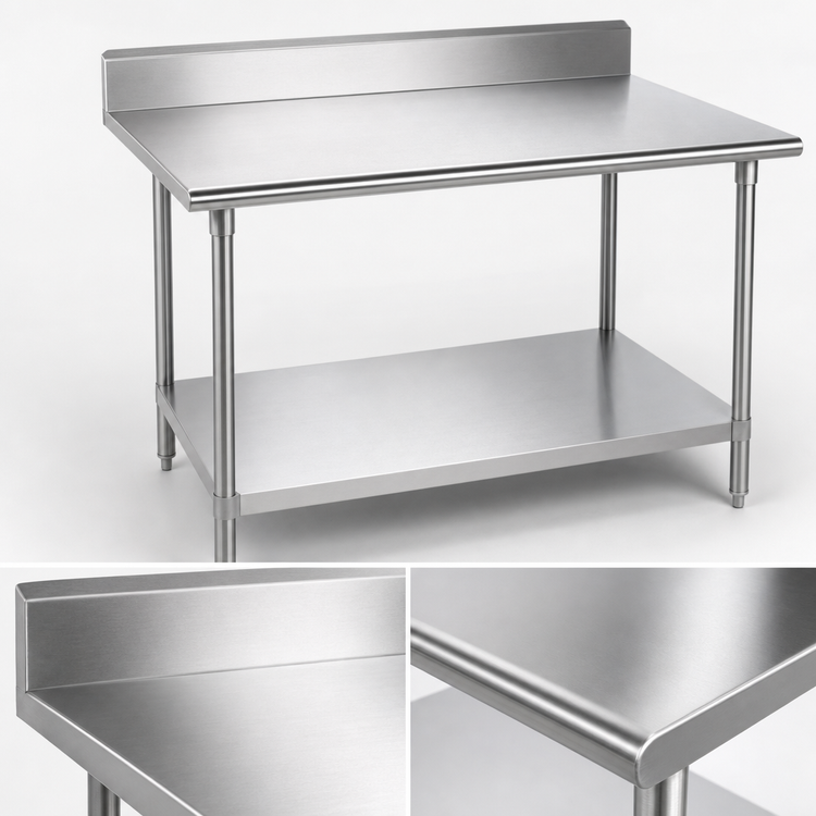 Product image #3 for Advance Tabco 72-Inch x 36-Inch Stainless Steel Work Table with 5-Inch Backsplash and Adjustable Undershelf