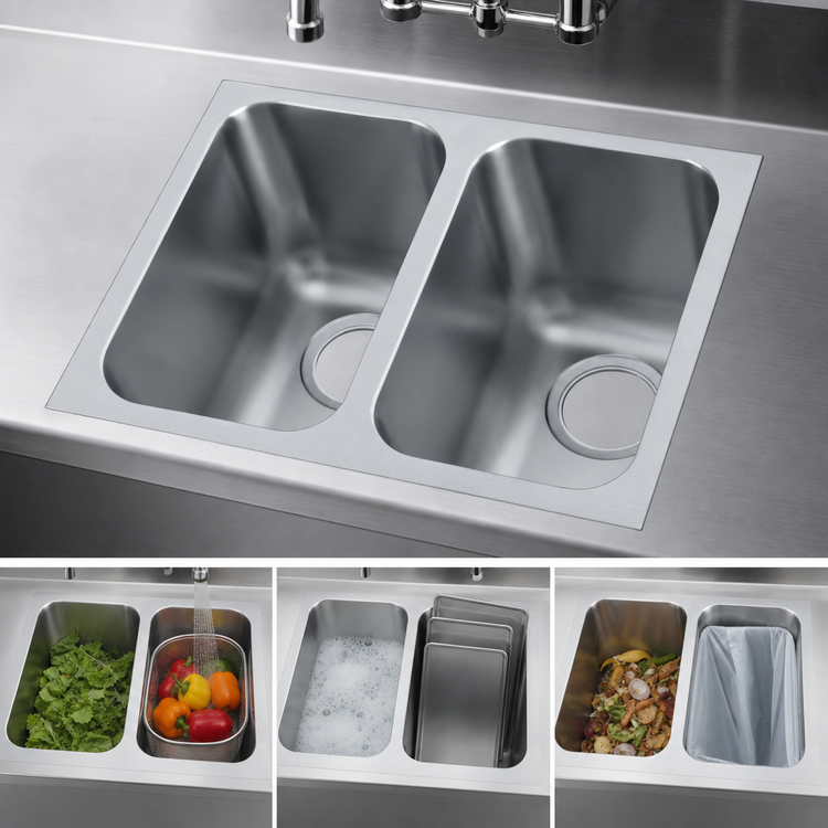 Product image #3 for Vollrath 9102-1 Weld-In Undermount Two-Compartment Stainless Steel Sink