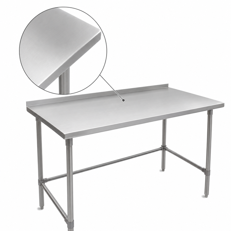 Product image #3 for John Boos Stallion 72" W x 30" D Stainless Steel Top Work Table with 1-1/2" Rear Up-Turn