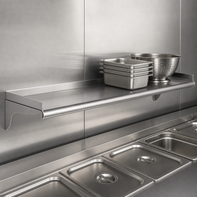 Product image #3 for Eagle Group Wall-Mounted Shelf, 48 Inch W x 12 Inch D, 16 Gauge Type 304 Stainless Steel