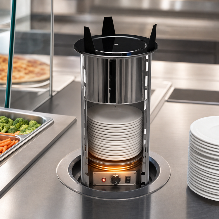 Product image #3 for Atlas Metal PDH-5 Heated Drop-In Shielded Plate Dispenser, 5" Max Plate Size