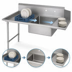 Thumbnail image #3 for John Boos Pro-Bowl SDT4-S84SBK-L 84-Inch Straight Soiled Dishtable with Pre-Rinse Sink Bowl, Left-to-Right, 14-Gauge 300-Series Stainless Steel