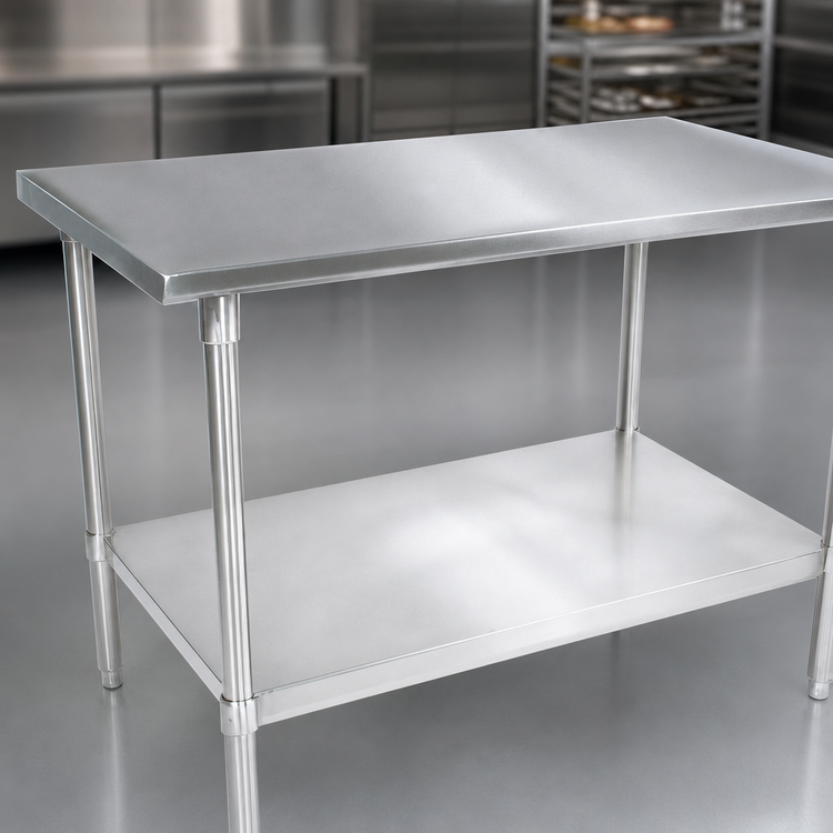 Product image #3 for John Boos Stallion 60-Inch x 24-Inch 16-Gauge Stainless Steel Work Table with Stallion Safety Edge and Adjustable Undershelf
