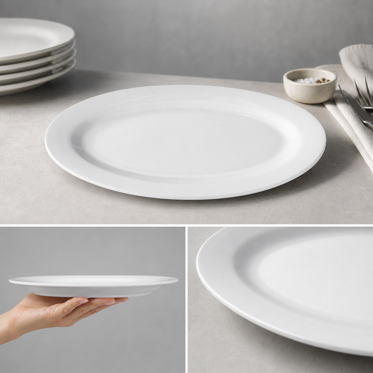 Product image #3 for Birkhall 10 x 8 Inch Oval Narrow Rim Porcelain Platter, White