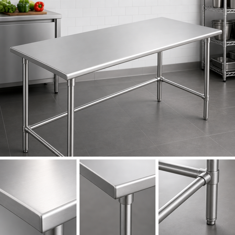 Product image #3 for Sapphire 60-Inch x 30-Inch Stainless Steel Work Table with Rounded Edges and Galvanized Base