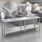 Thumbnail image #3 for Eagle Group Spec-Master T30144E 144"W x 30"D Stainless Steel Flat Top Work Table, 14-Gauge 300 Series Top, Adjustable Galvanized Undershelf