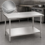 Thumbnail image #3 for Advance Tabco MG-245 60-Inch x 24-Inch 16-Gauge 304 Stainless Steel Flat Top Work Table with Adjustable Galvanized Undershelf