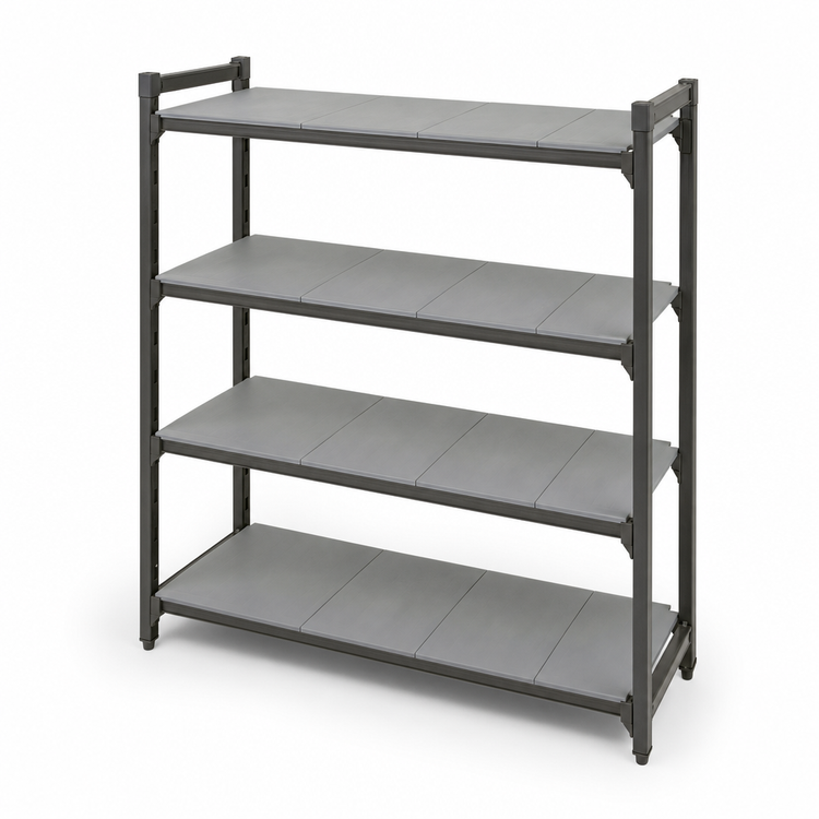 Product image #3 for Cambro Camshelving Basics Plus 18-Inch x 36-Inch 4-Shelf Solid Shelf Kit, Brushed Graphite