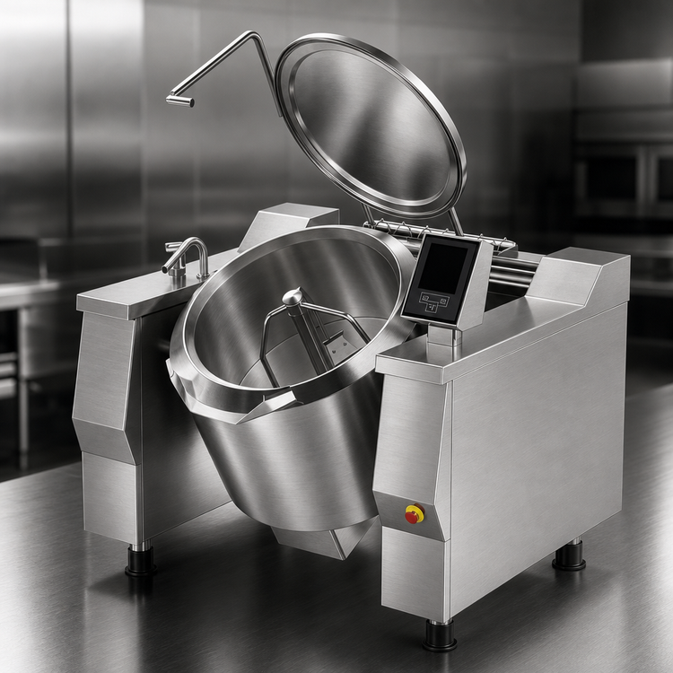 Product image #3 for Cucimix UCBTE034V1 34 Gallon Electric Tilting Skillet Braising Pan with Mixer