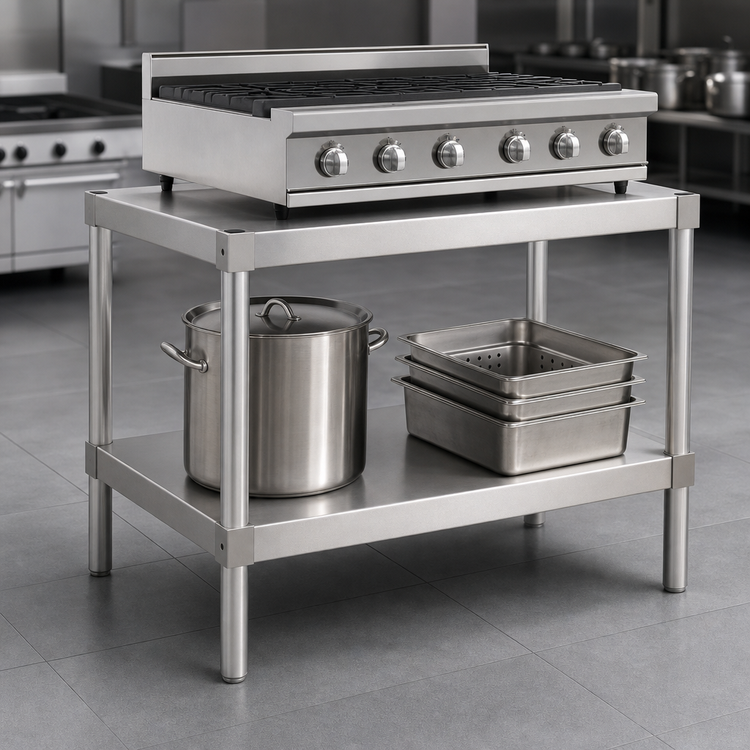 Product image #3 for New Age Stationary Aluminum Equipment Stand with 2 Adjustable Solid Shelves