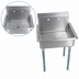 Thumbnail image #3 for BK Resources 1-Compartment Stainless Steel Utility Sink with 9-Inch Backsplash and Galvanized Legs