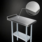 Thumbnail image #3 for John Boos Stallion EFT8-3612SSK Stainless Steel Filler Table, 12 x 36 in, 18-Gauge 400 Series Top, 1-1/2 in Backsplash, Adjustable Undershelf