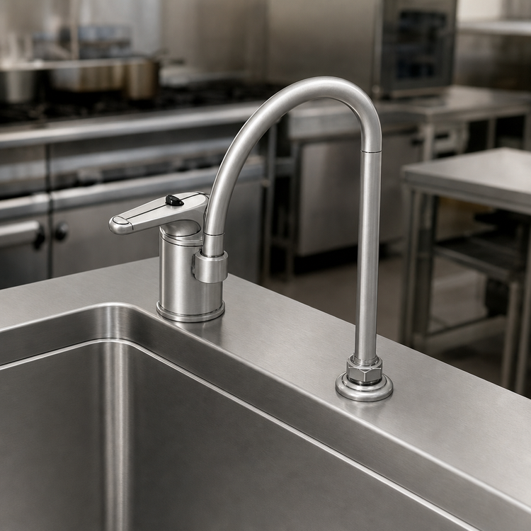 Product image #3 for T&S Brass Side Mount Manual Faucet with Swivel Gooseneck, 0.5 GPM Laminar Outlet, and Cerama Cartridge