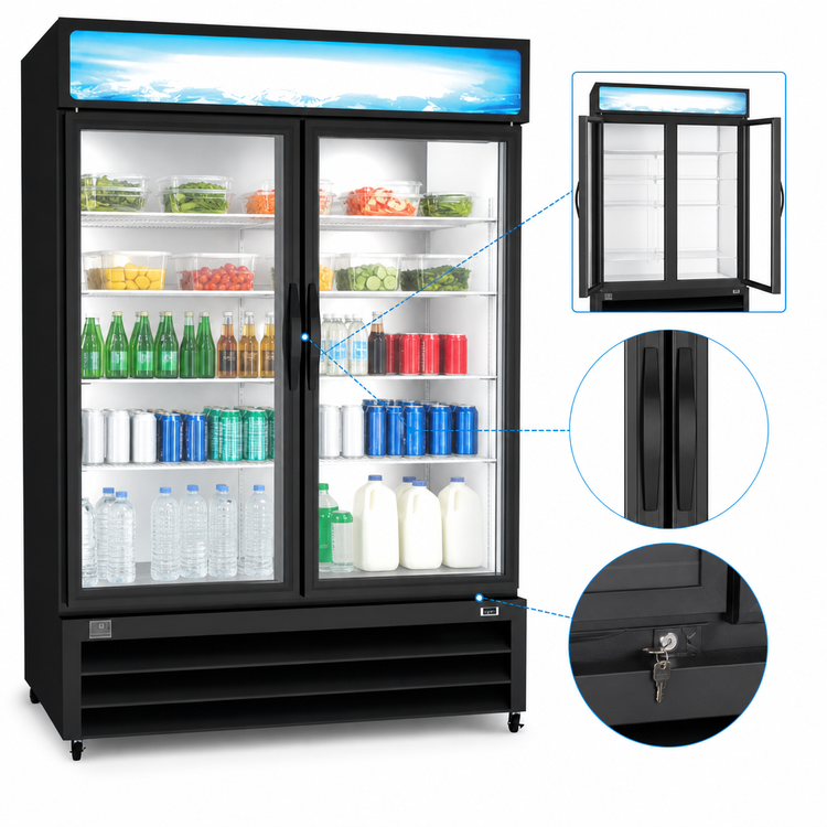 Product image #3 for Kelvinator Commercial 54-Inch Two-Section Bottom-Mount Reach-In Refrigerated Glass Door Merchandiser