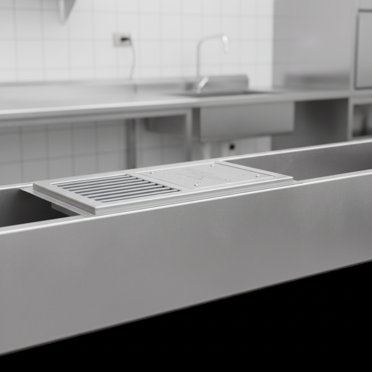 Product image #2 for Eagle Group ASWTFT-2484-FGG Anti-Splash Cool Trough Water Tempering System with Grated Floor Drain