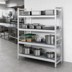 Thumbnail image #3 for Fermod Fermostock 4R38B66 4-Tier Perforated Polymer Starter Shelving Unit, 38"W x 18"D x 66"H, Gray, Anodized Aluminum