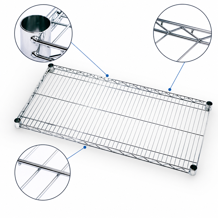 Product image #3 for Quantum 60" W x 36" D Chrome Plated Wire Shelf, 600-800 lb. Capacity