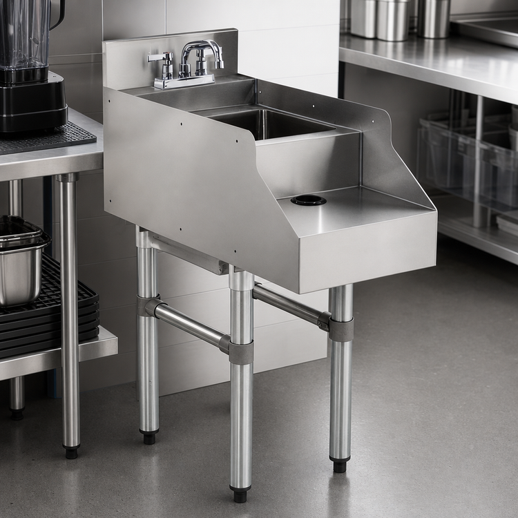 Product image #3 for Advance Tabco Underbar Basics 12-Inch Freestanding Blender Station with Dump Sink and Deck Mount Faucet