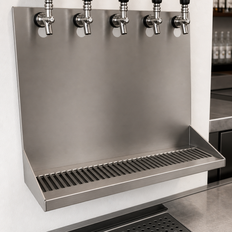 Product image #3 for Wall-Mount Stainless Steel Drip Tray Trough with 5 Faucet Holes