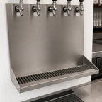 Thumbnail image #3 for Micro Matic USA DP-322LD-5 Wall-Mount Stainless Steel Drip Tray Trough, 16"W, 5 Faucet Holes, Louvered Screen, 1/2" NPT Drain
