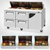Thumbnail image #3 for Turbo Air Super Deluxe 72 5/8-Inch Three-Section Sandwich/Salad Prep Table with 18-Pan Opening, 4 Drawers, and 1 Right-Hinged Door