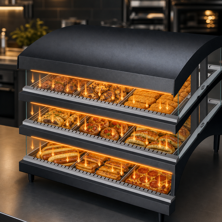 Product image #3 for Hatco Glo-Ray® 27-Inch Triple Shelf Slant Heated Glass Display Warmer