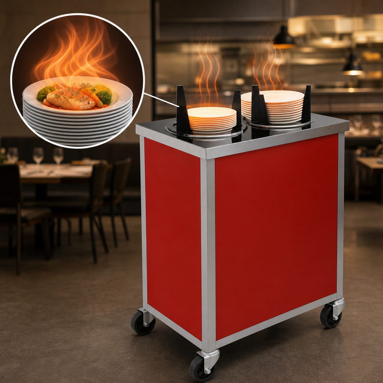 Product image #3 for Atlas Metal MEPD3H-6-1/2 Mobile Three-Tube Heated Plate Dispenser