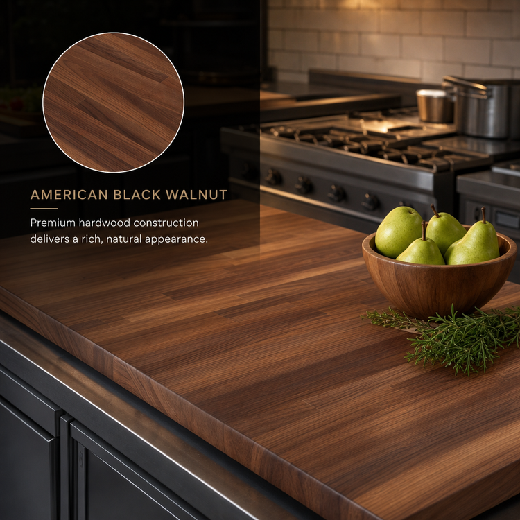 Product image #3 for John Boos Boos Block Blended Edge Grain American Black Walnut Kitchen Countertop, 48 x 25 x 1-1/2 Inch, Penetrating Oil Finish