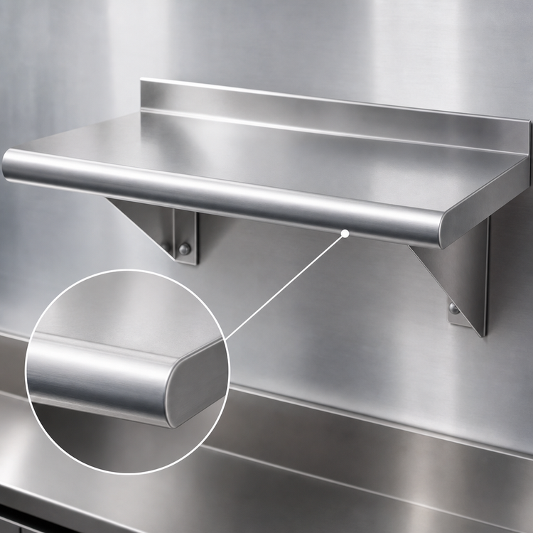 Product image #3 for Advance Tabco 24" x 15" Wall-Mounted 18-Gauge 430 Stainless Steel Wall Shelf, Satin Finish