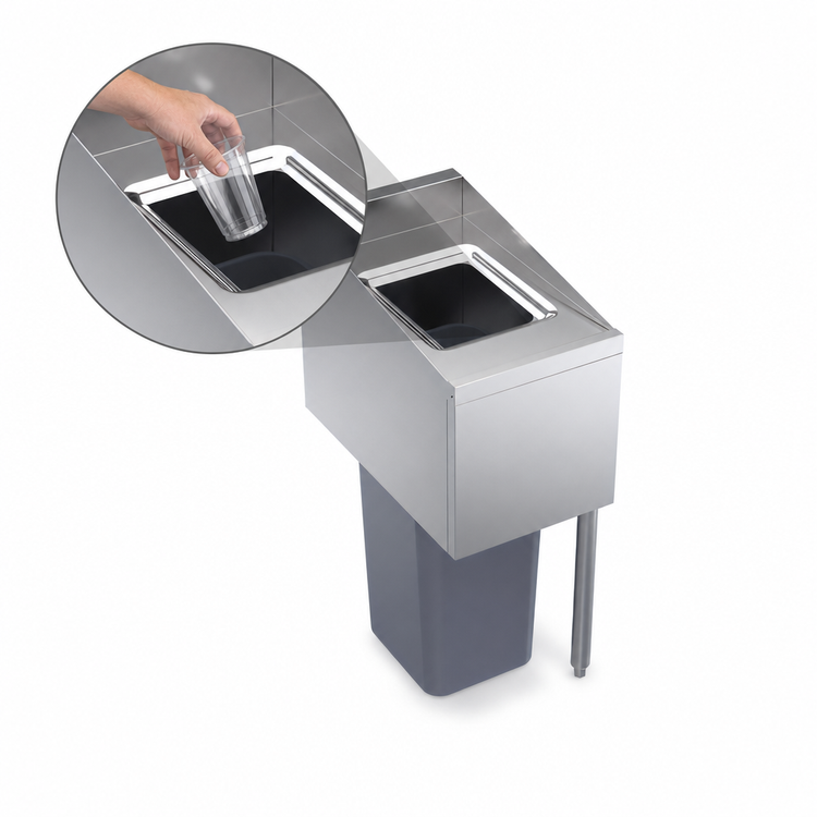 Product image #3 for Krowne Royal Series 14-Inch W x 24-Inch D Underbar Trash Station with Right Legs