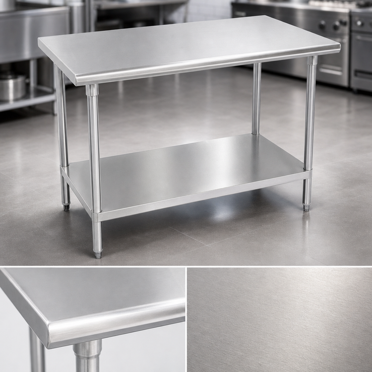 Product image #3 for Advance Tabco 30-Inch x 24-Inch 16 Gauge 304 Stainless Steel Work Table with Adjustable Undershelf