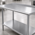 Thumbnail image #3 for Advance Tabco 120-Inch x 24-Inch 430 Stainless Steel Work Table with Adjustable Undershelf and Rear Up-Turn