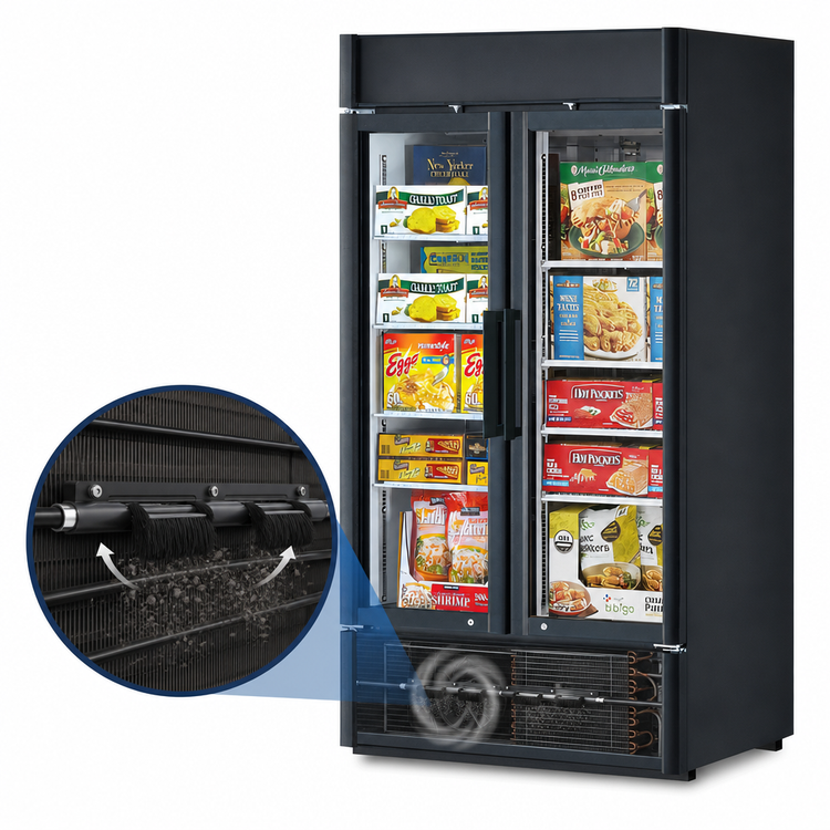 Product image #4 for Turbo Air Super Deluxe Two-Section Self-Contained Glass Door Merchandiser Freezer, 28.44 Cu. Ft., Bottom-Mount Compressor, 115V